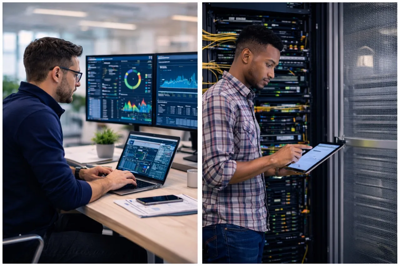Monster MSP technician monitoring operations dashboards and infrastructure